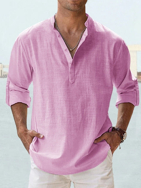 Lässiges Henley-Langarmhemd für Herren
