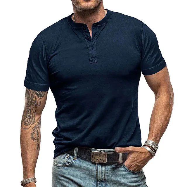 Lässiges Henley-T-Shirt mit Knopfleiste