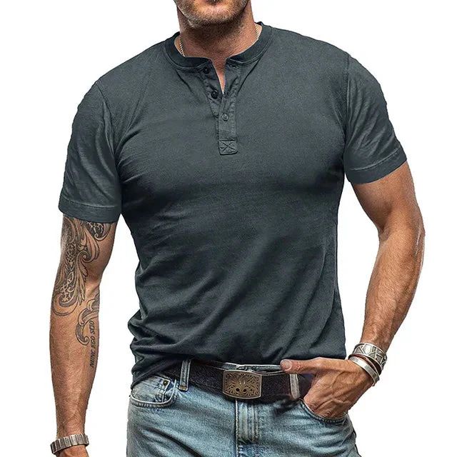 Lässiges Henley-T-Shirt mit Knopfleiste