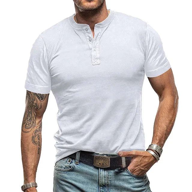Lässiges Henley-T-Shirt mit Knopfleiste
