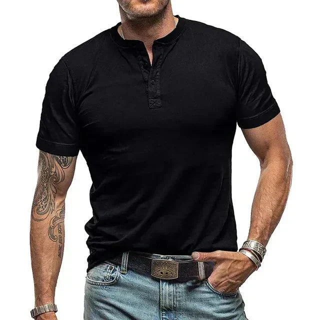 Lässiges Henley-T-Shirt mit Knopfleiste