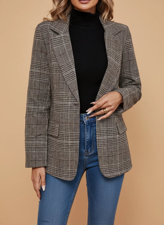 Lockerer karierter Damenblazer