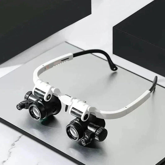 LED-Lupenbrille mit 8-facher, 15-facher und 23-facher Vergrösserung für Detailansichten und Präzisionsarbeiten