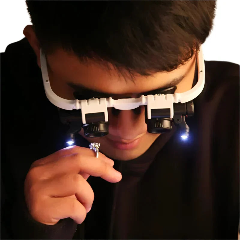 LED-Lupenbrille mit 8-facher, 15-facher und 23-facher Vergrösserung für Detailansichten und Präzisionsarbeiten