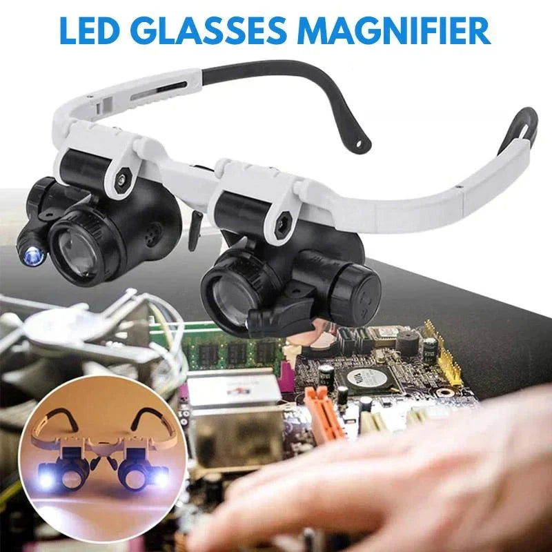 LED-Lupenbrille mit 8-facher, 15-facher und 23-facher Vergrösserung für Detailansichten und Präzisionsarbeiten