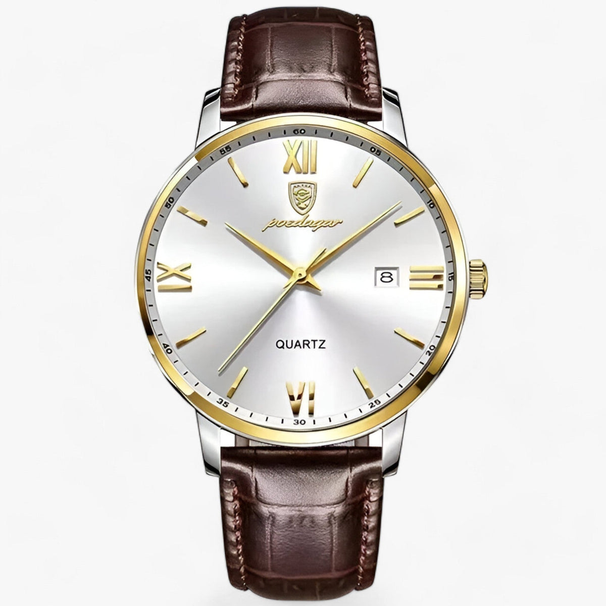 Luxus-Herrenarmbanduhr mit Lederarmband