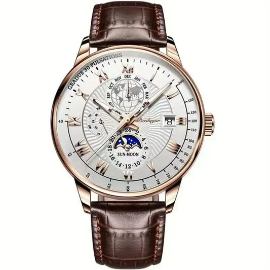 Luxus mechanische Herrenarmbanduhr mit Mondphasenanzeige