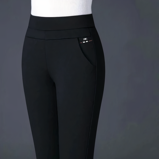Damenhose mit hoher Taille und schmaler Passform mit Taschen