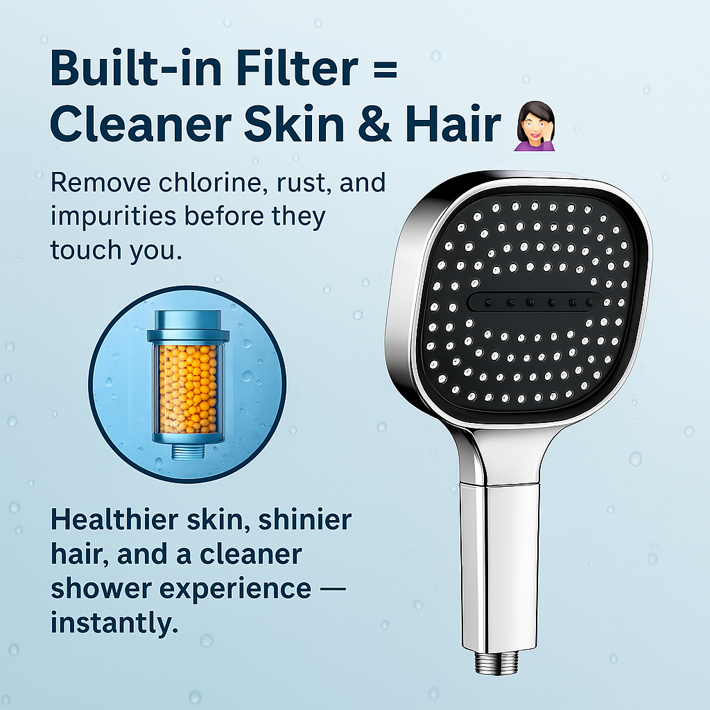 Hochdruck-Duschkopf | Turbo-Boost-Technologie und fortschrittliche Filtration für gesündere Haut und Haare