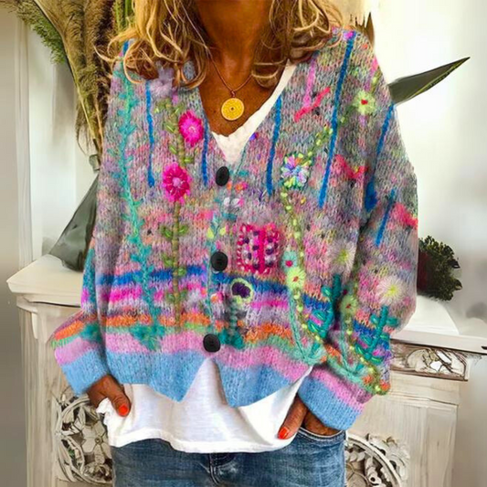 Warmer Cardigan mit modischem Muster und lockerer Passform