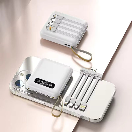 Mini Powerbank 20000 mAh mit integrierten Kabeln