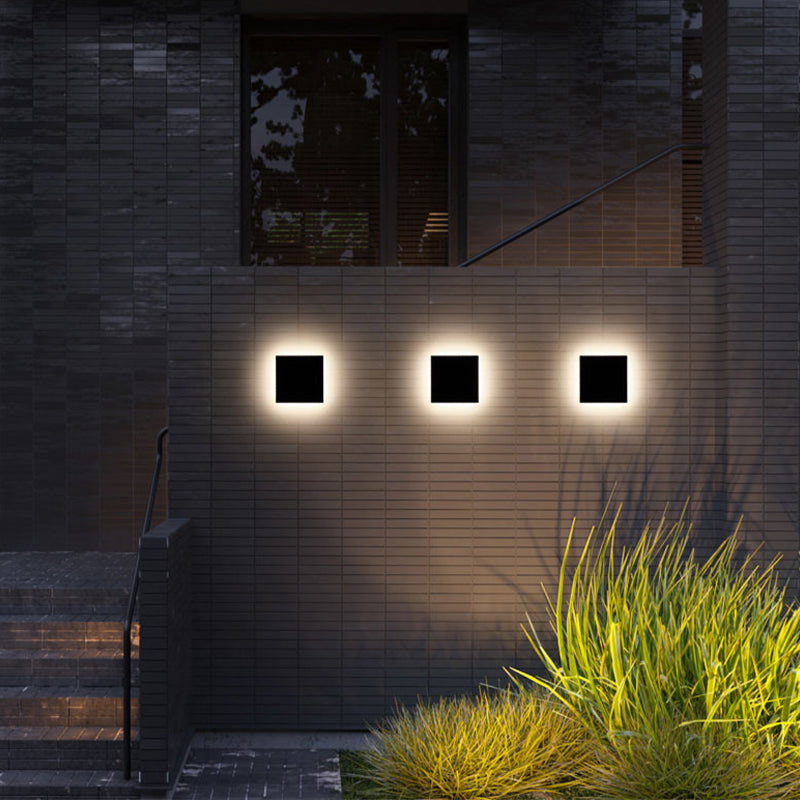 Minimalistische schwarze Metall LED-Wandleuchte für Garten und Flur