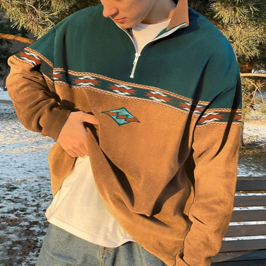 Moderner Pullover mit halbem Reissverschluss und Stehkragen
