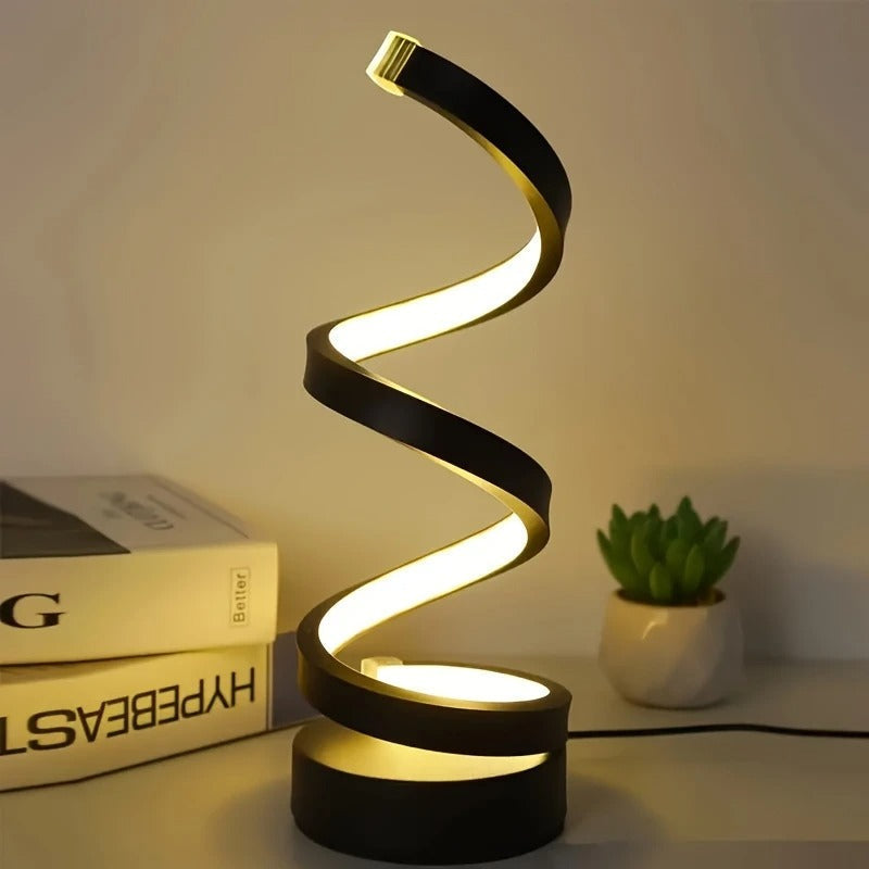 Moderne LED-Tischlampe im Spiraldesign
