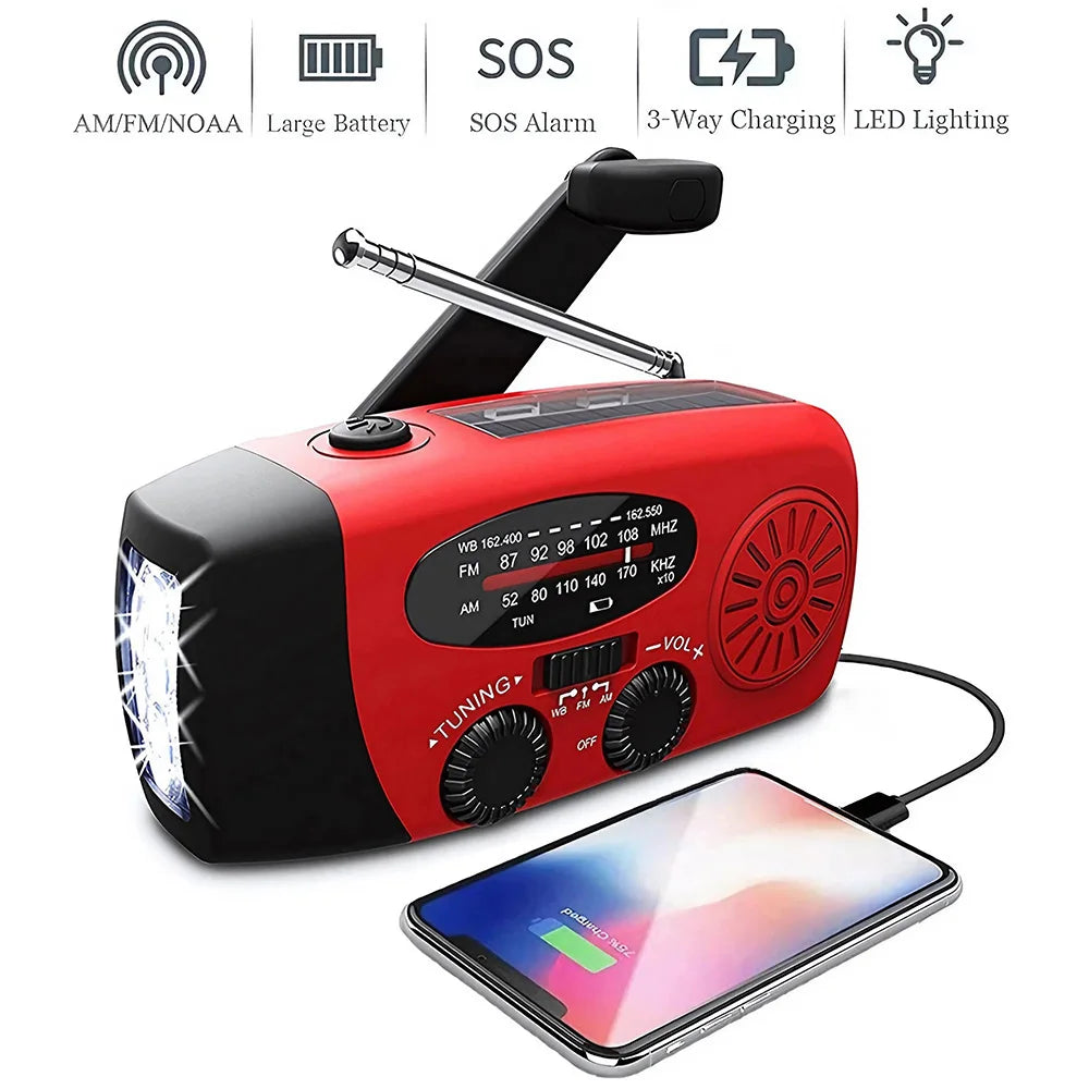 Multifunktionales Outdoor Solar- und Kurbelradio mit Taschenlampe