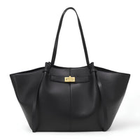 Grosse schwarze PU-Leder Handtasche