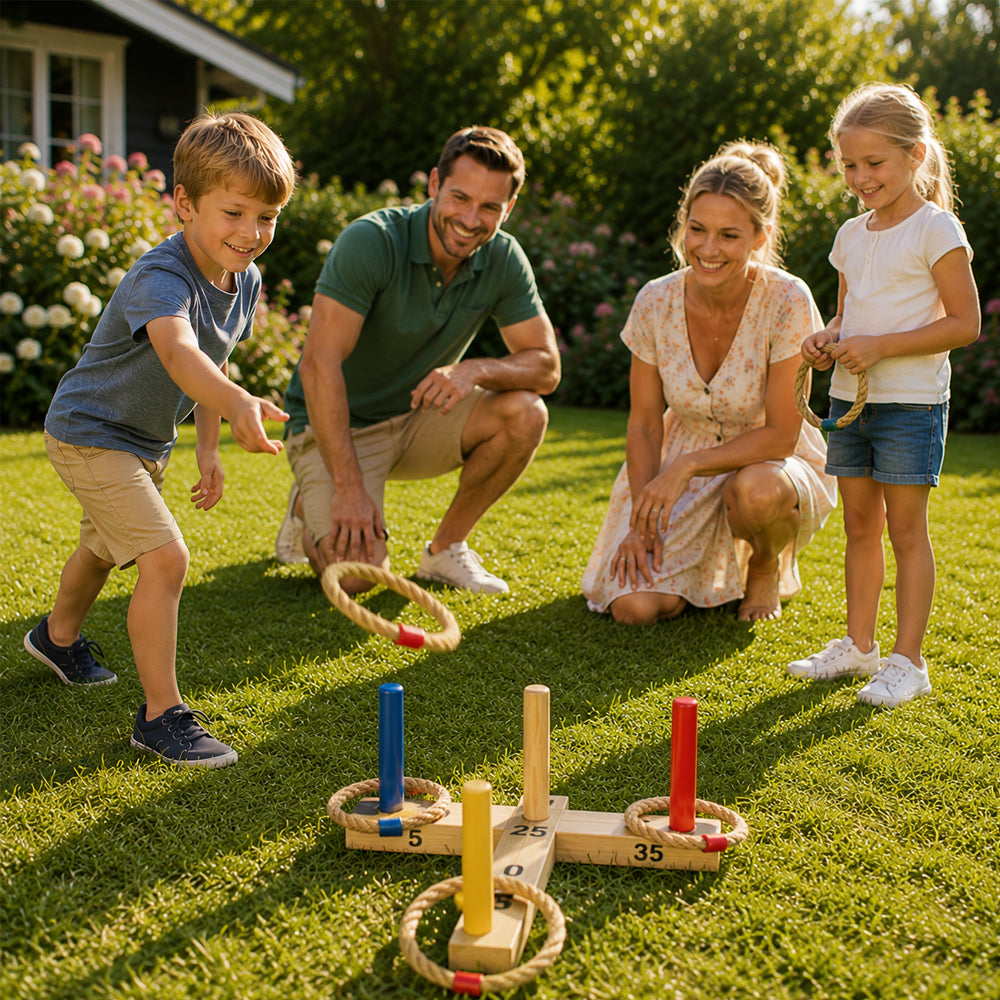 Grosses Sommer-Gartenspielset mit 5 klassischen Gartenspielen
