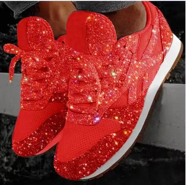 Damen Glitzer Schnürschuhe