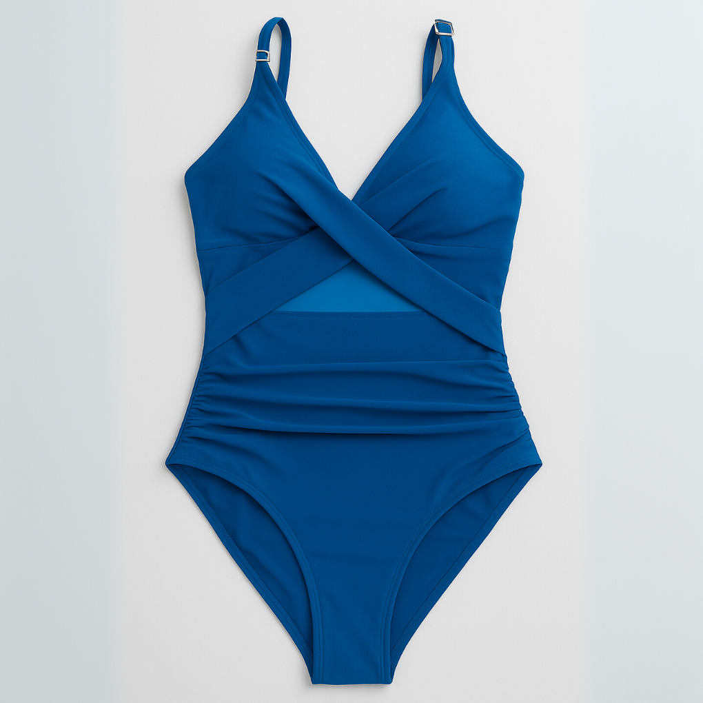 Einteiliger Damen-Badeanzug mit Mesh- und Trägerdetails