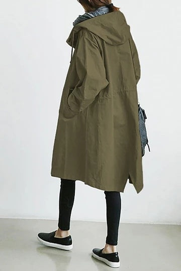Wasserdichter und winddichter Damen-Trenchcoat mit Kapuze