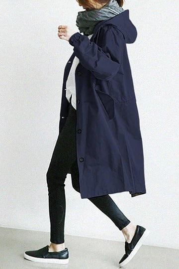Wasserdichter und winddichter Damen-Trenchcoat mit Kapuze