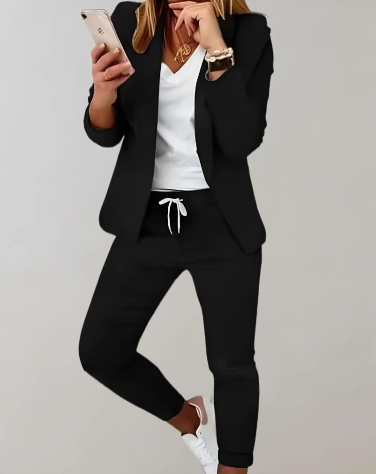 Damen-Set aus kariertem Blazer und Hose