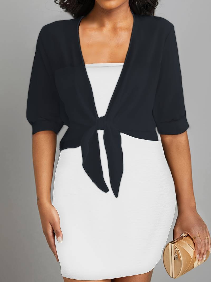 Damen Sommer Chiffon-Oberteil mit Bindeband