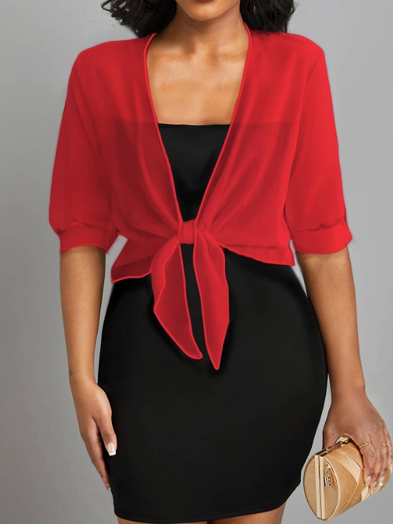 Damen Sommer Chiffon-Oberteil mit Bindeband