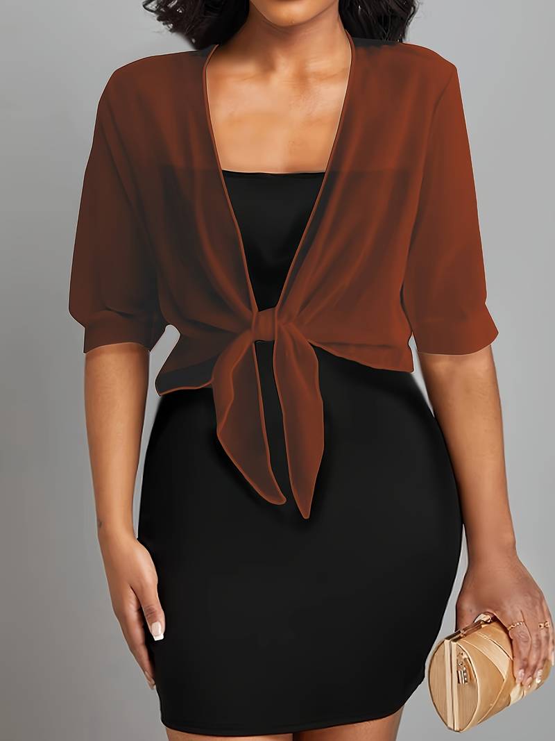 Damen Sommer Chiffon-Oberteil mit Bindeband