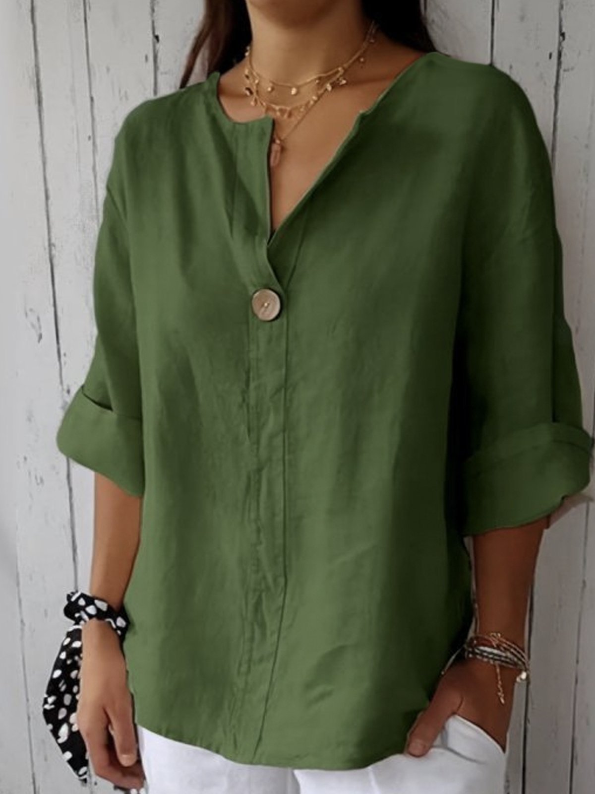 Oversized Damenbluse mit Knöpfen