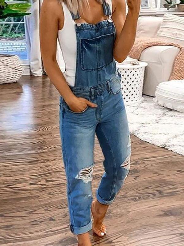 Damen Ripped-Jeans-Caprihose