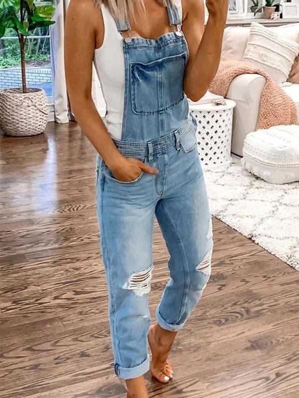 Damen Ripped-Jeans-Caprihose