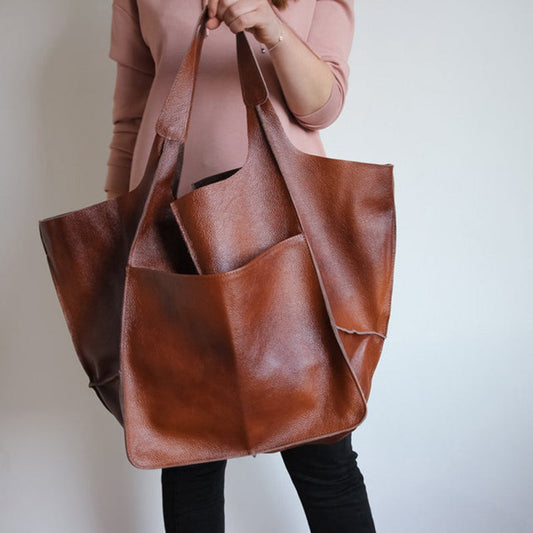 Damen-Schultertache – Oversize-Design, Vintage-Stil und Qualitätsleder