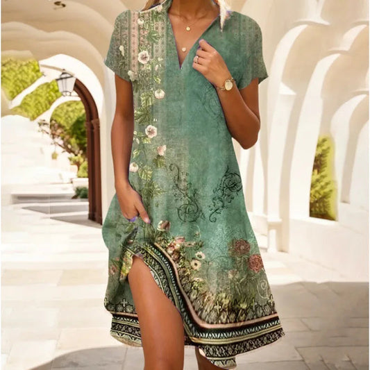 Damen Mini-Hemdblusenkleid mit Blumenmuster