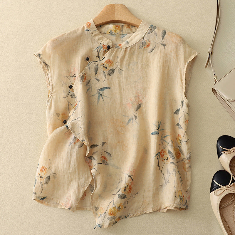 Ärmellose Damenbluse mit Blumenmuster