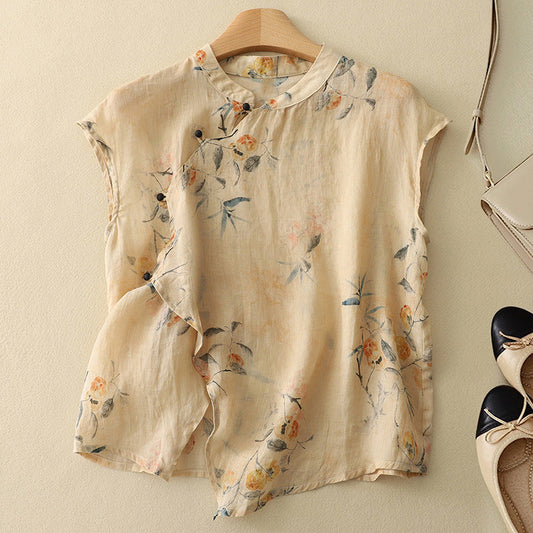 Ärmellose Damenbluse mit Blumenmuster
