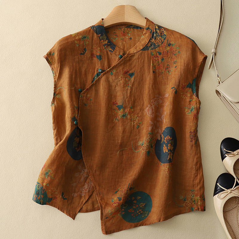 Ärmellose Damenbluse mit Blumenmuster