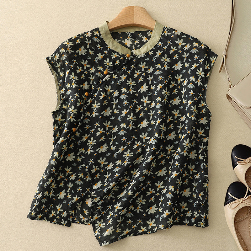 Ärmellose Damenbluse mit Blumenmuster