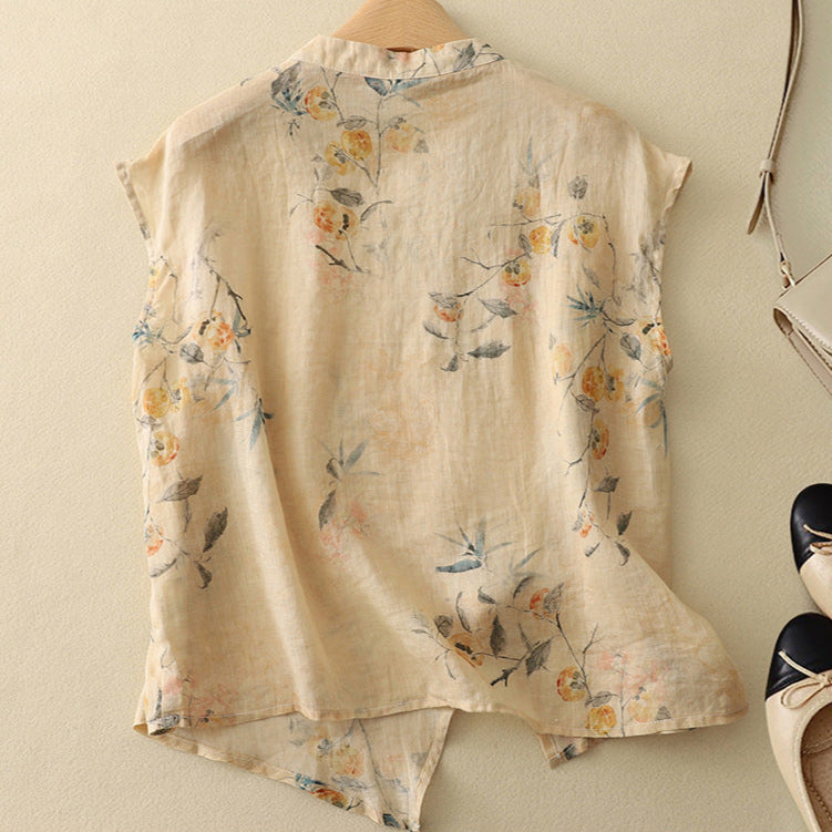 Ärmellose Damenbluse mit Blumenmuster