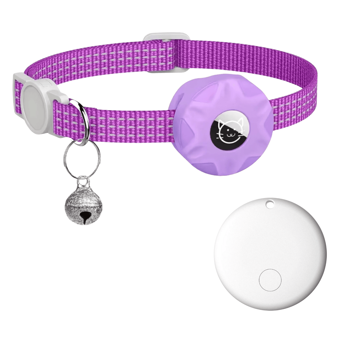 Smarter Haustier-Tracker mit reflektierendem Halsband für Hunde und Katzen – Bluetooth-Tracker mit Alarmfunktion