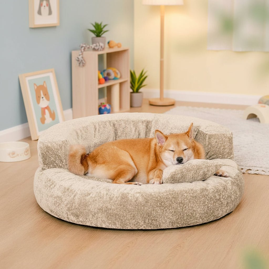 Orthopädisches Donut-Hundebett aus Diamantsamt für maximalen Komfort