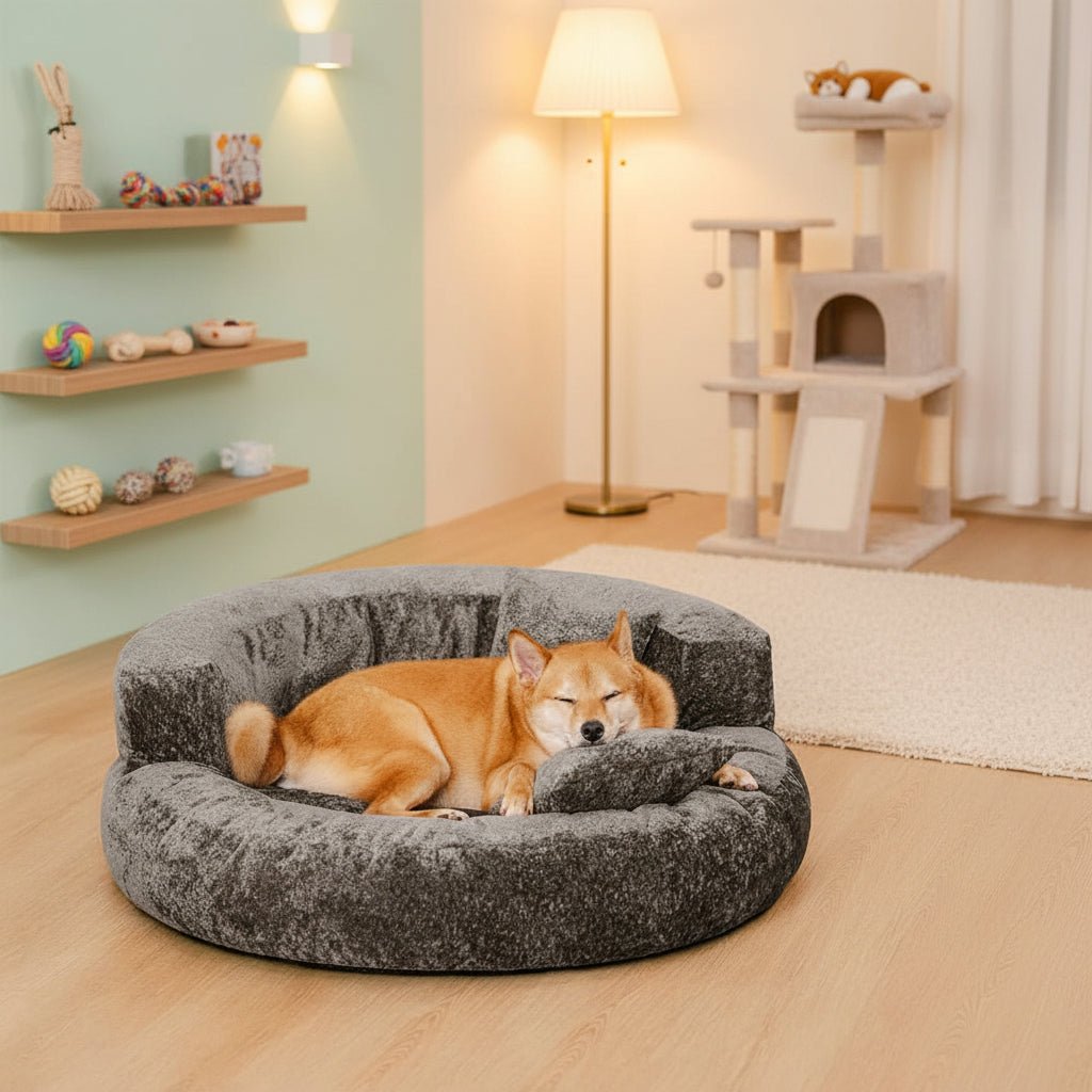 Orthopädisches Donut-Hundebett aus Diamantsamt für maximalen Komfort