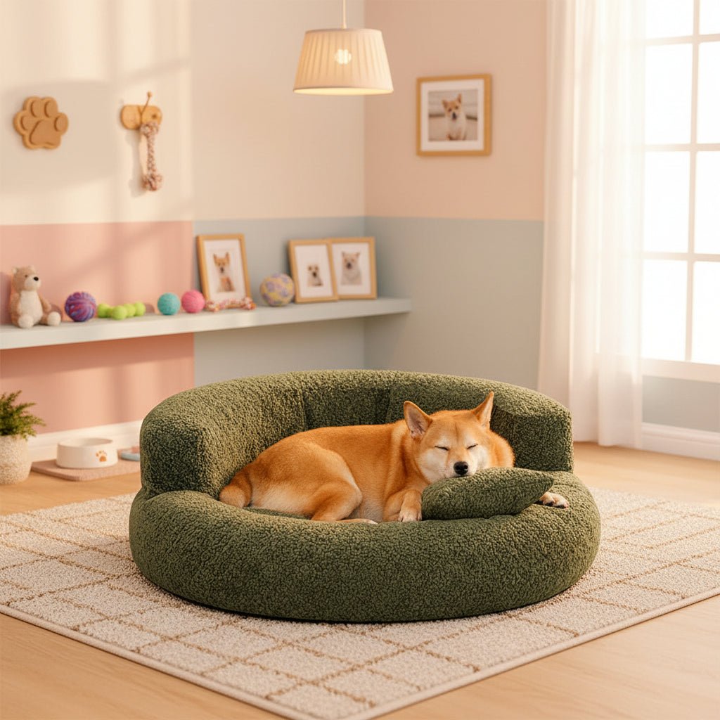 Orthopädisches Donut-Hundebett aus Diamantsamt für maximalen Komfort