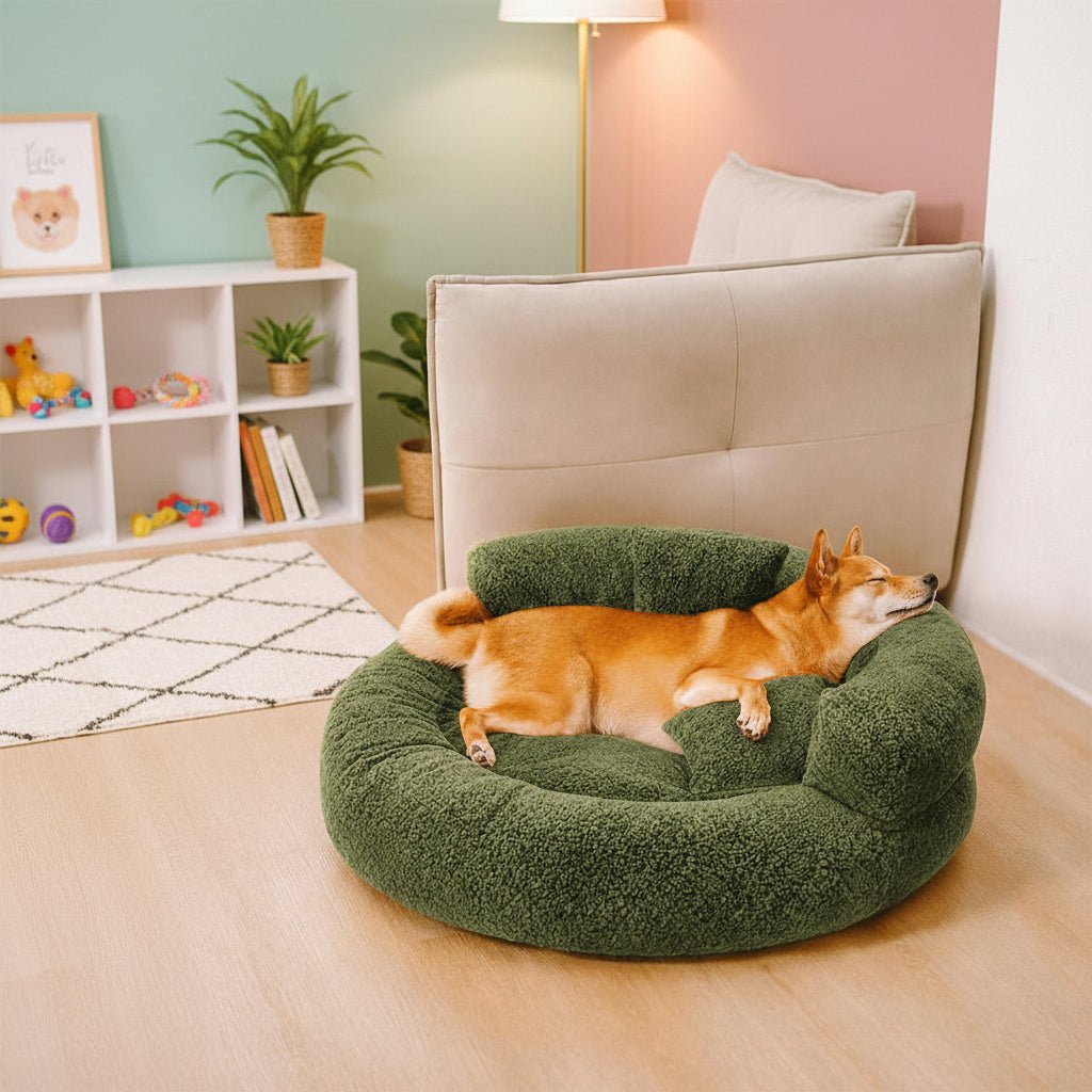 Orthopädisches Donut-Hundebett aus Diamantsamt für maximalen Komfort
