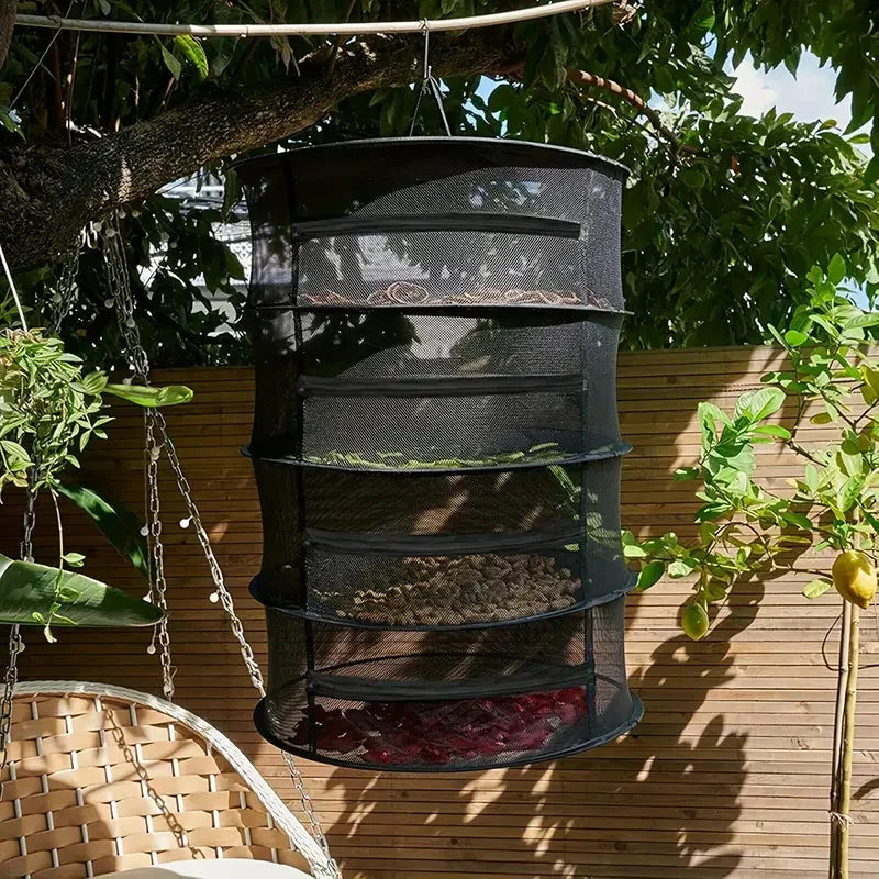 Faltbarer Netz-Trockenständer – Mehrstöckiges Hängegestell für Früchte, Gemüse und Kräuter