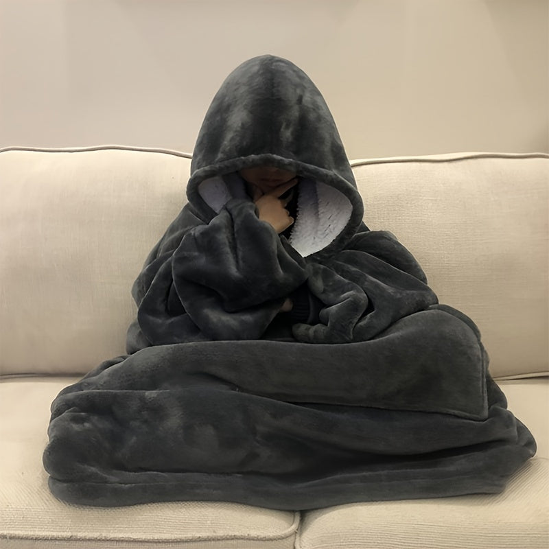 Oversized tragbare Kuscheldecke Kapuzenpullover - weicher Sherpa-Fleece-Pullover