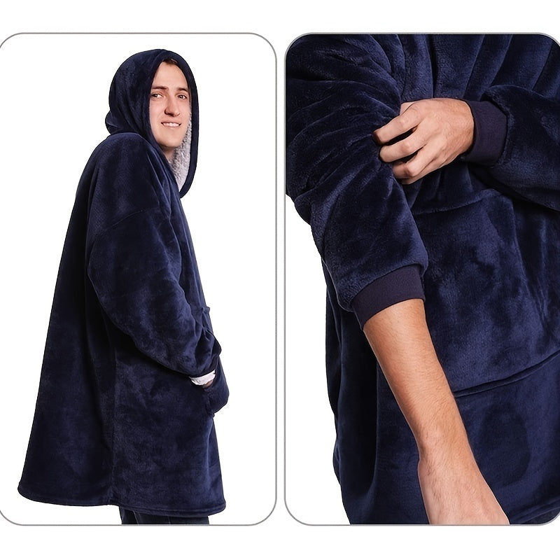Oversized tragbare Kuscheldecke Kapuzenpullover - weicher Sherpa-Fleece-Pullover