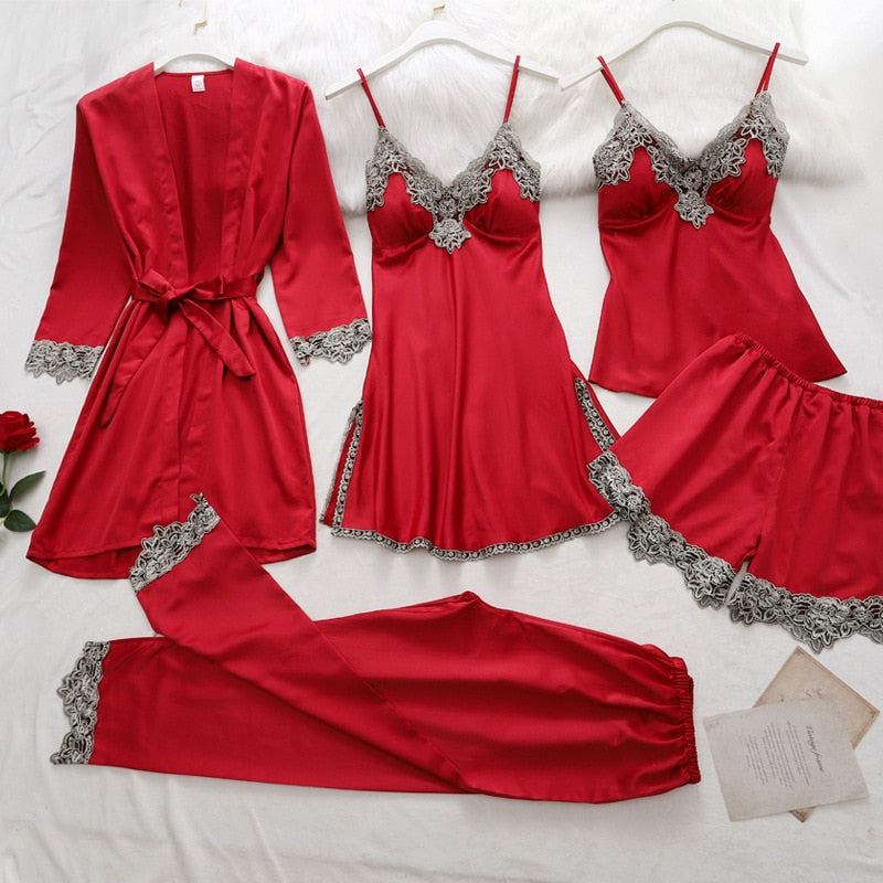 Pyjama-Set | Seidig weiche Luxus-Nachtwäsche | V-Ausschnitt-Design