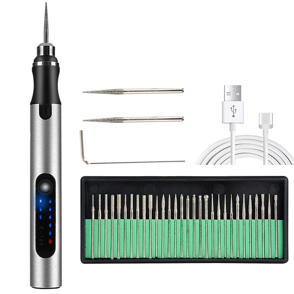 Professioneller Gravierstift – Wiederaufladbarer elektrischer Handgravierer für Metall, Glas, Holz und mehr