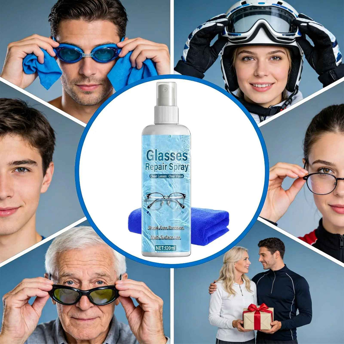 Professionelles Mehrflächen-Linsenpflegespray